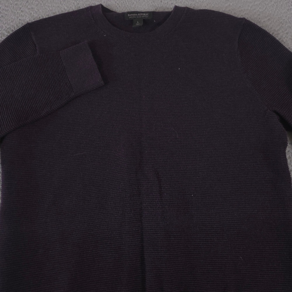 Banana Republic Sweater Mens L Purple Links Organic Slub‎ Cotton Crewneck Casual